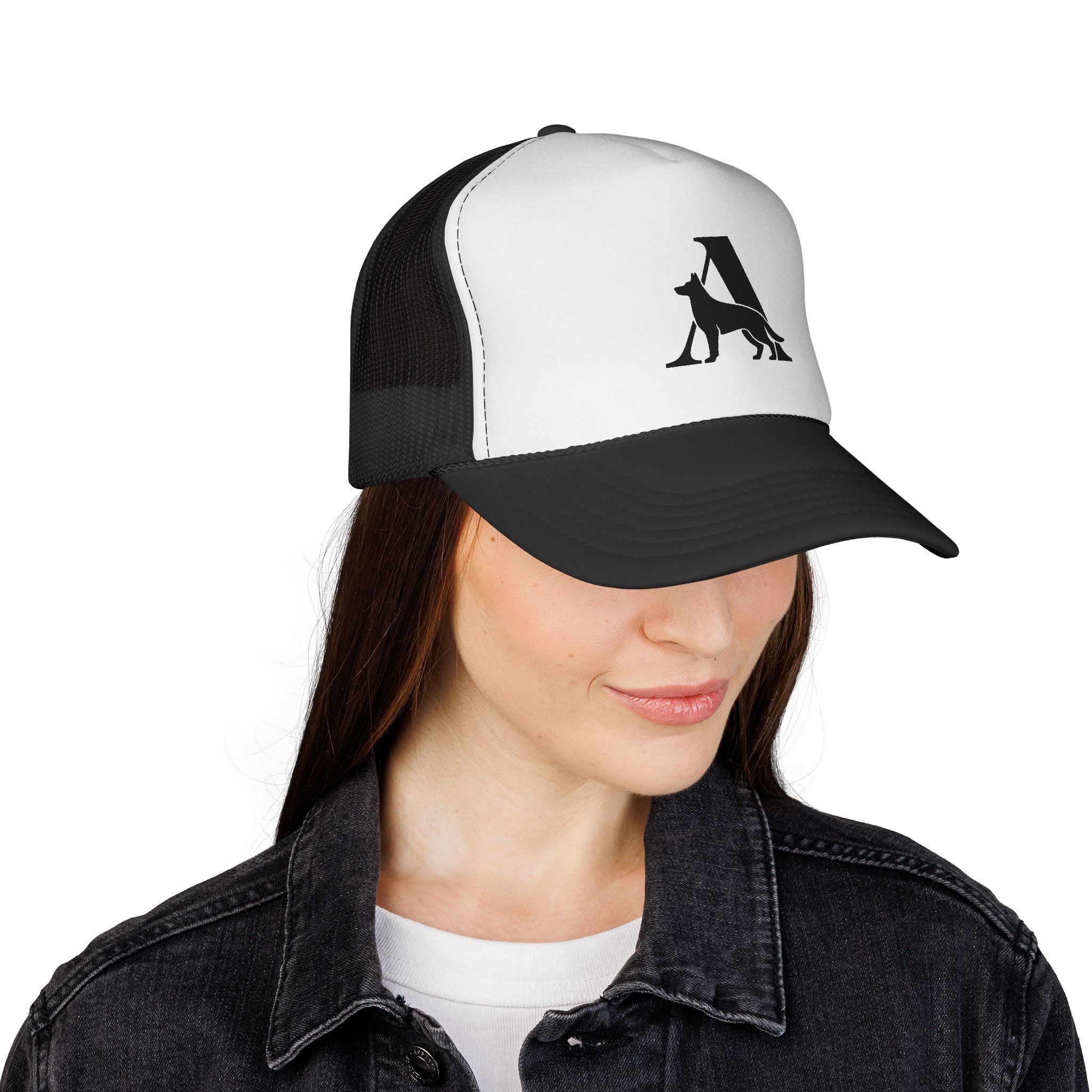Aus Der Asche Trucker Hat with German Shepherd Silhouette — Dog Lover Cap