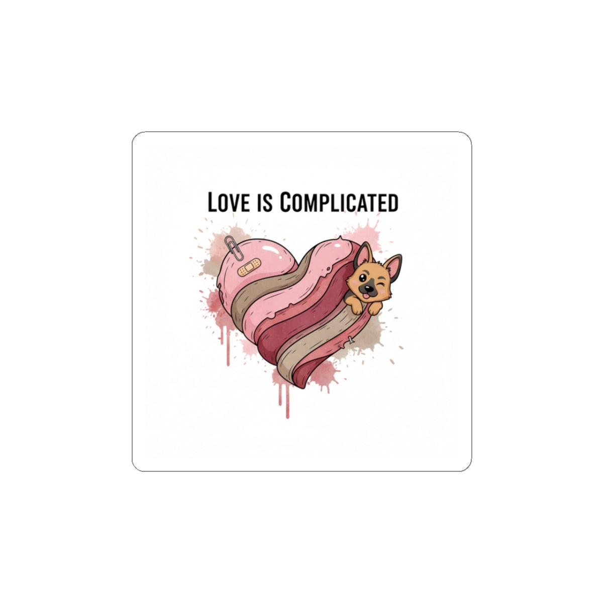 Love Is Complicated Heart Sticker | anti‑valentine, snarky heart design