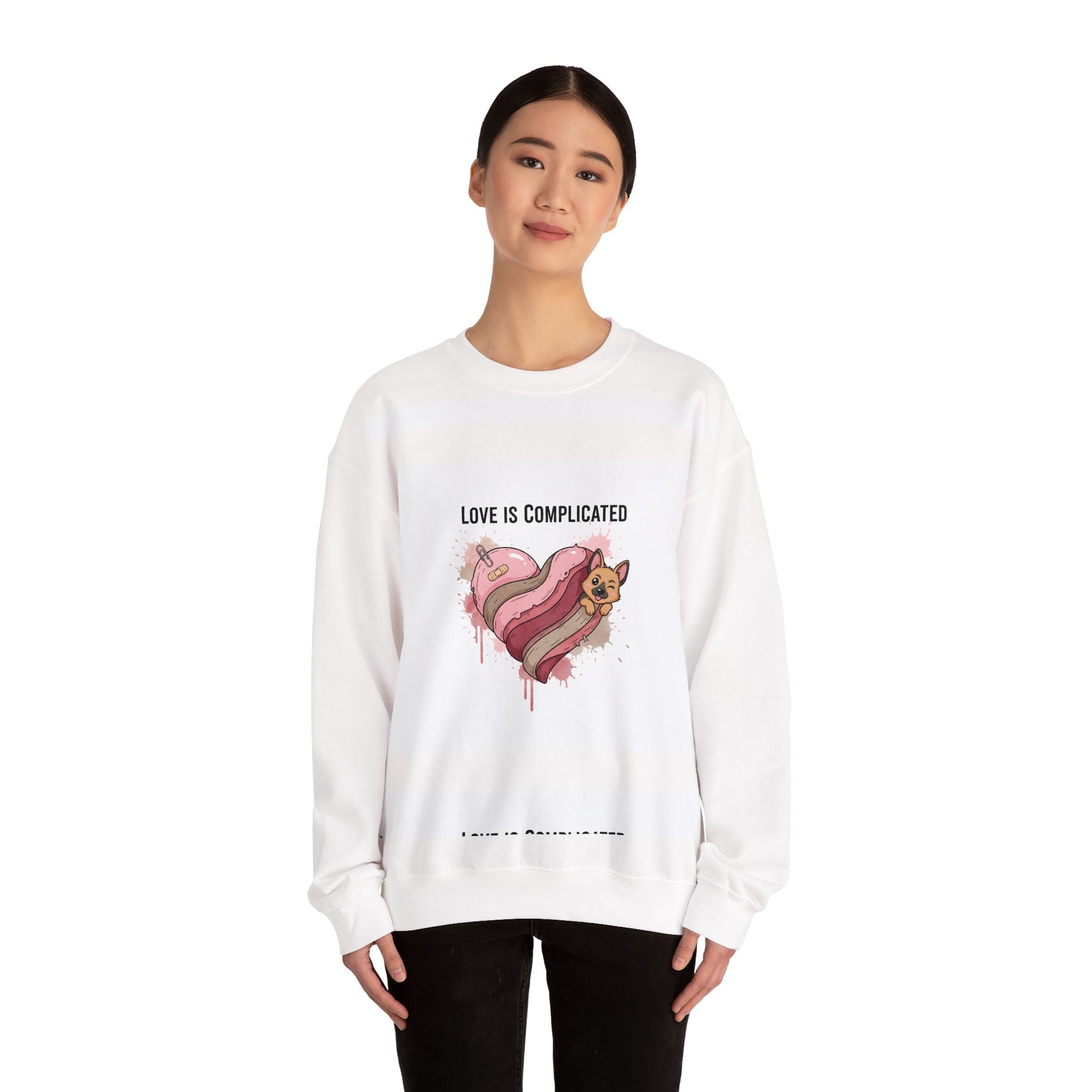 Love Is Complicated Heart Crewneck Sweatshirt | anti love, snarky Valentine
