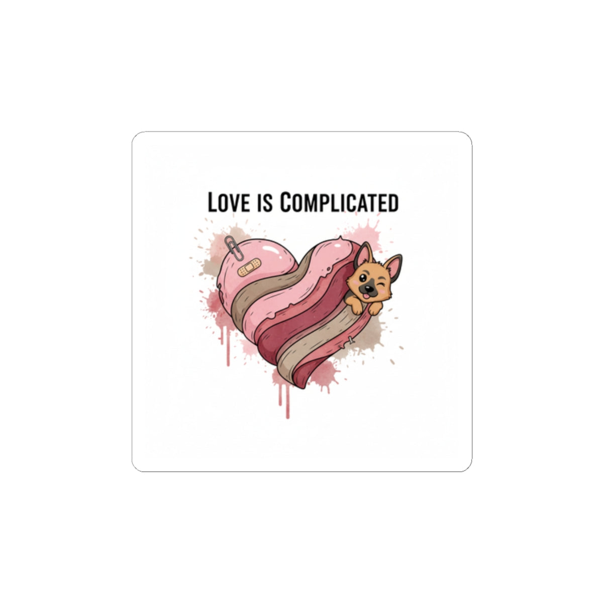 Love Is Complicated Heart Sticker | anti‑valentine, snarky heart design
