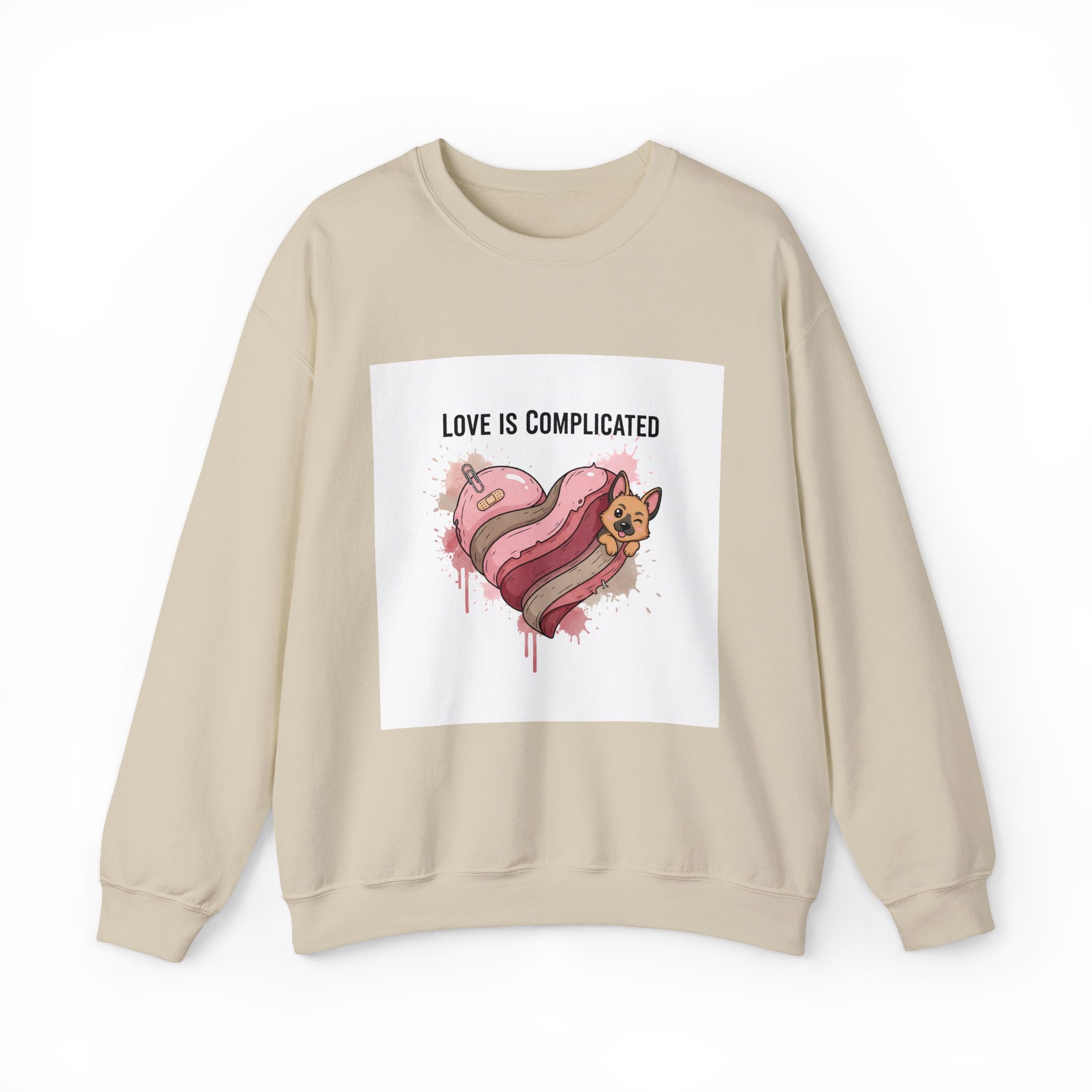 Love Is Complicated Heart Crewneck Sweatshirt | anti love, snarky Valentine