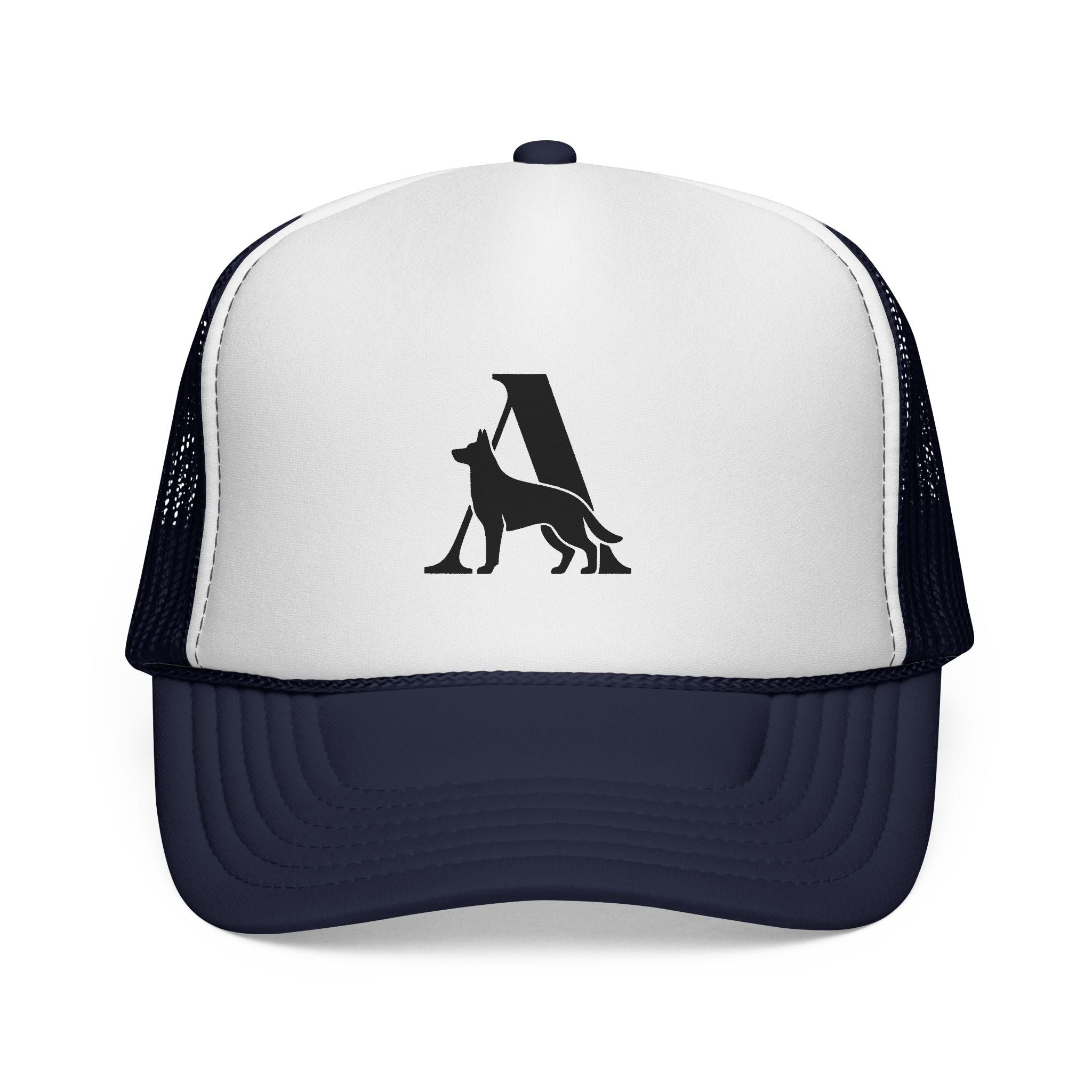 Aus Der Asche Trucker Hat with German Shepherd Silhouette — Dog Lover Cap