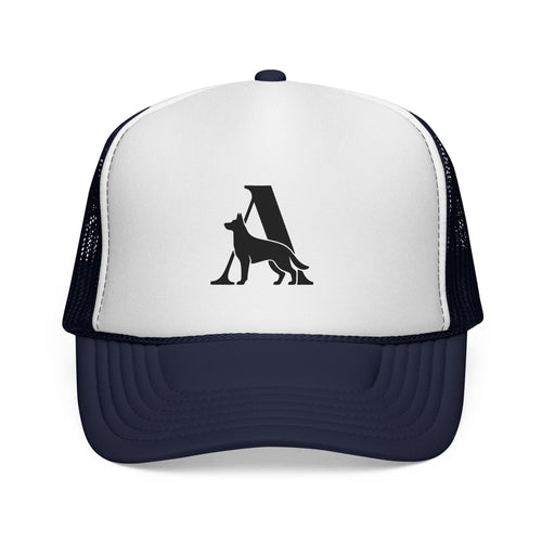 Aus Der Asche Trucker Hat with German Shepherd Silhouette — Dog Lover Cap